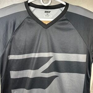 BILT Mens Gray Long Sleeve V-Neck Shirt Motocross Riding Jersey Size Medium‎